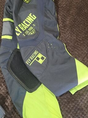 Fly Racing Kids Neon Yellow and Gray Motocross Pants